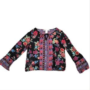 EC AMERICAN RAG SHEER FLORAL/SANTA FE PRINT  BLOUSE THAT TIES ON THE NECK SZ.L